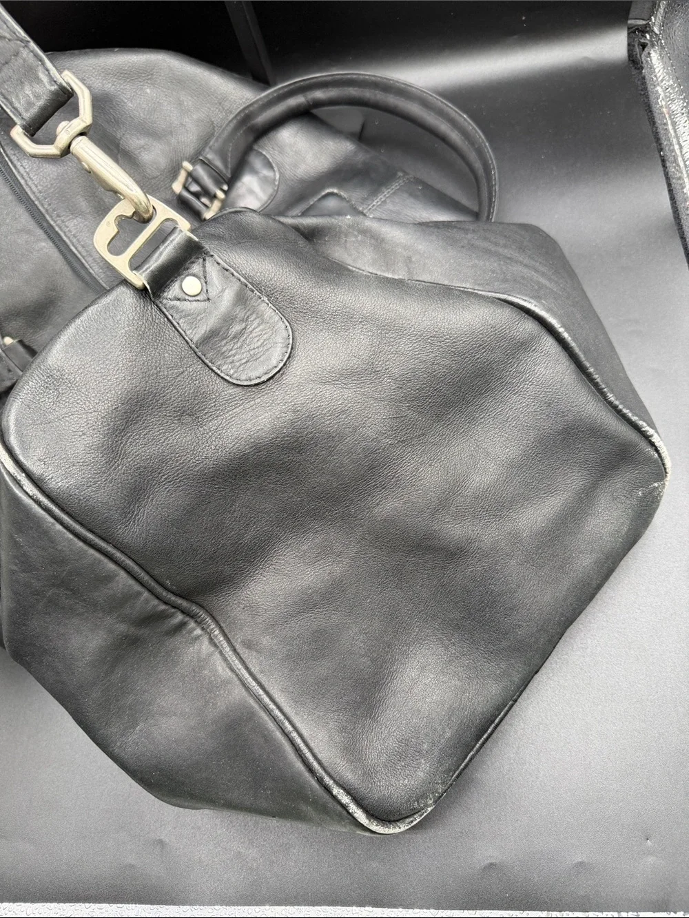 Latico Black Leather Weekender Bag - Men's Travel Duffel